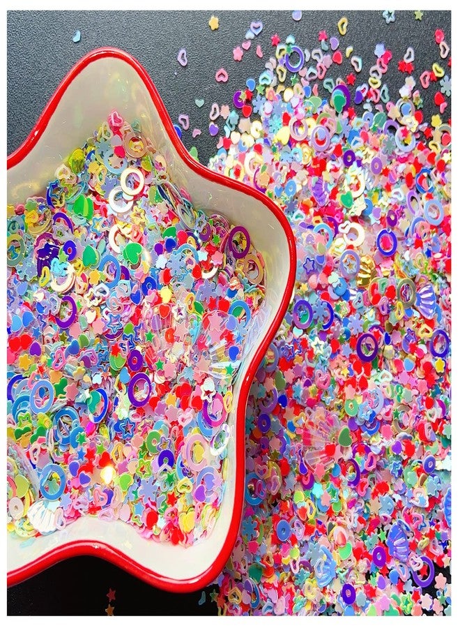 EHOPE Heart Star Butterfly Craft Sequins Holographic Nail Glitte Confetti Shell Snowflakes Nail Art Holographic Glitter Nail Art Glitter Sequins for Women Girls Nail Decoration(Mixed colors-50G) - Image 1